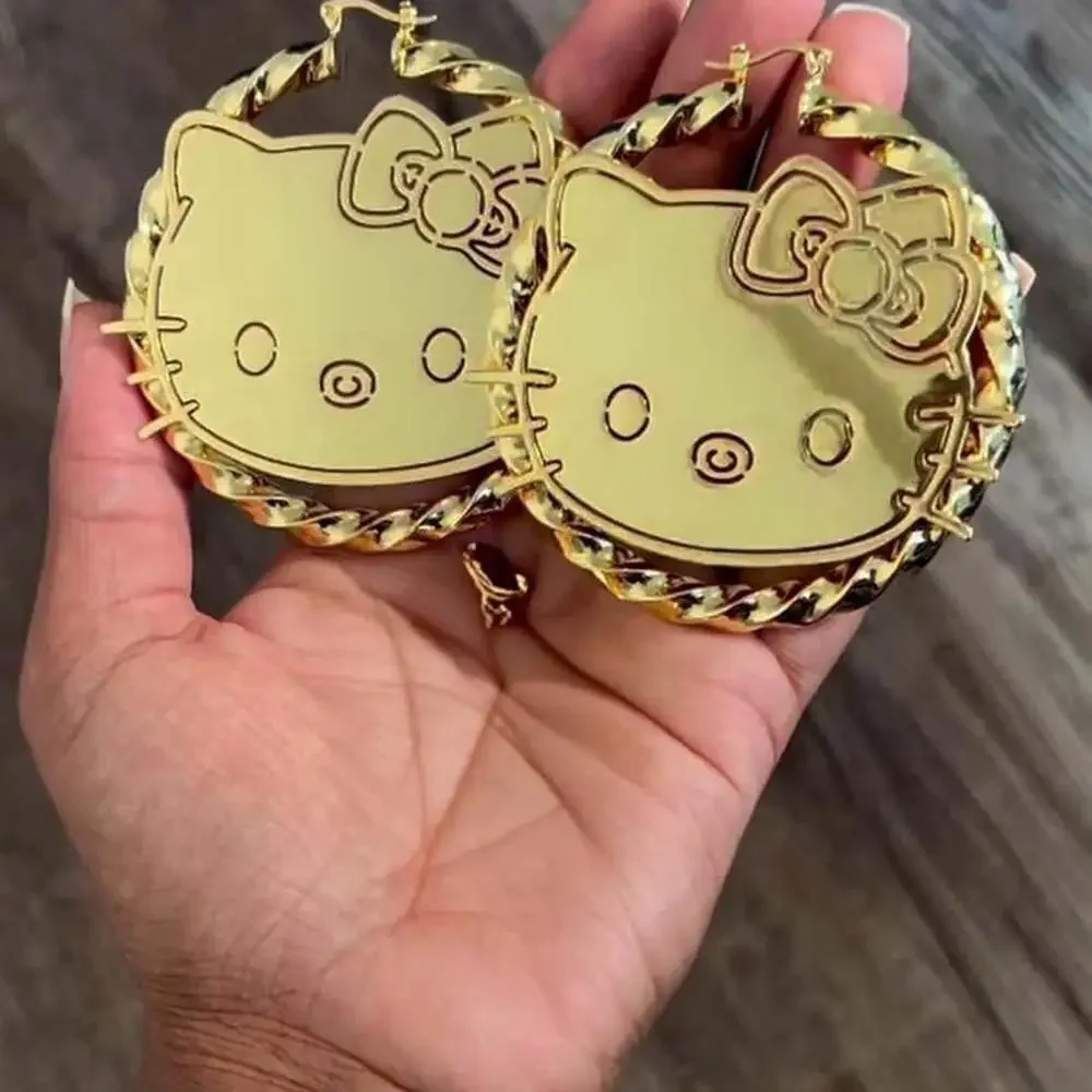 Hello Kitty Gold Hoop Earrings 6885